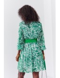 Chiffon dress with a wide belt, green FG636 - Online store - Boutique